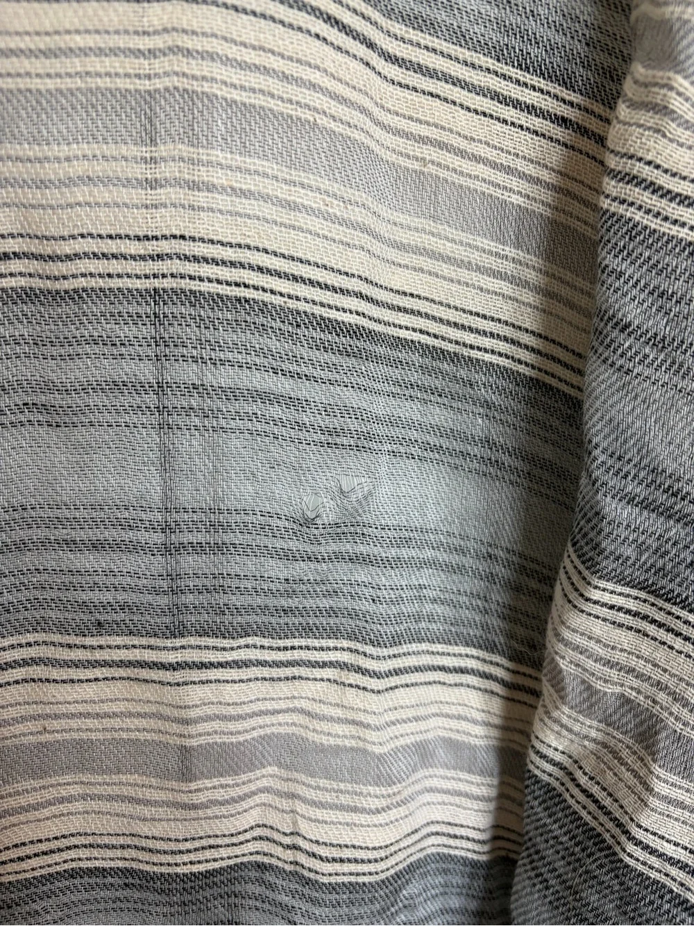 Striped Gray and Cream Lightweight Throw / Shawl